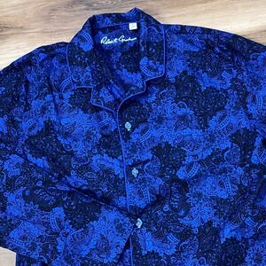 Robert Graham Pajama Top Mens Large Paisley 100% Cotton Button Down Blue Maximal